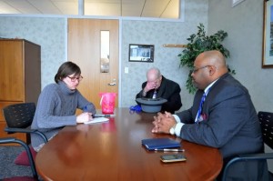 Narcisse visits the Dubuque Telegraph Herald newspaper.